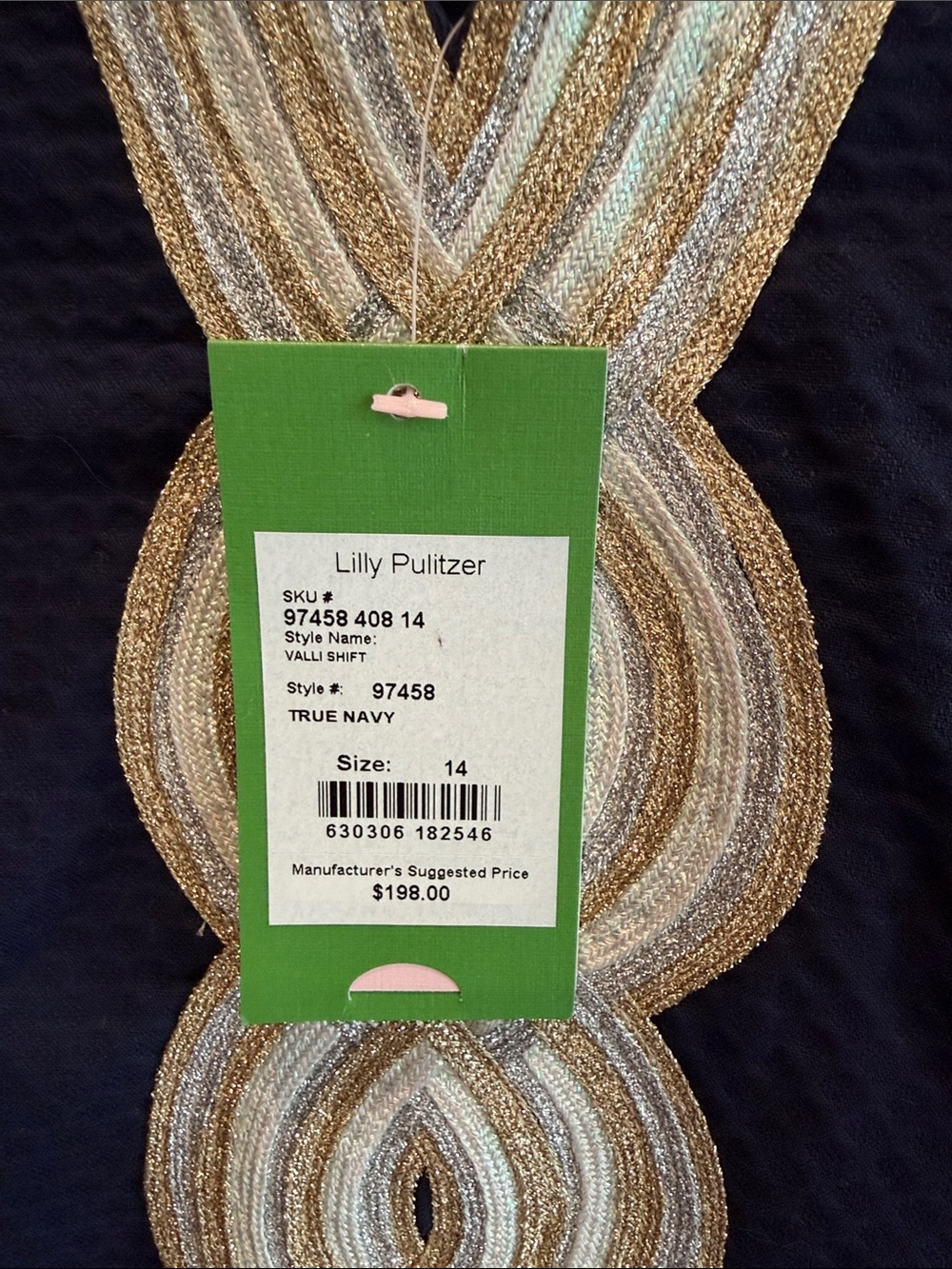Lilly Pulitzer Navy Sleeveless Dress with Gold Embroidery - Picture 3 of 3